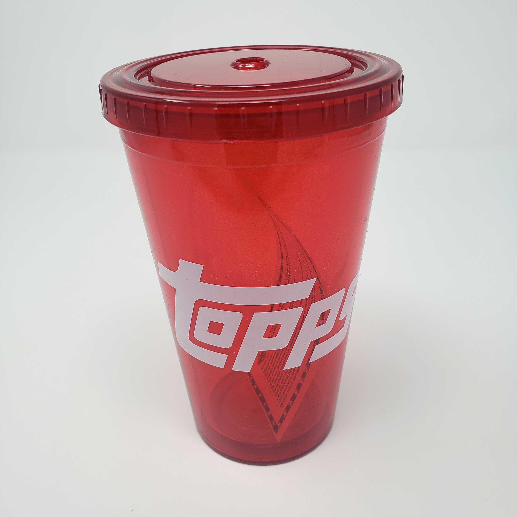 Topps Red Travel Tumbler w/ Straw