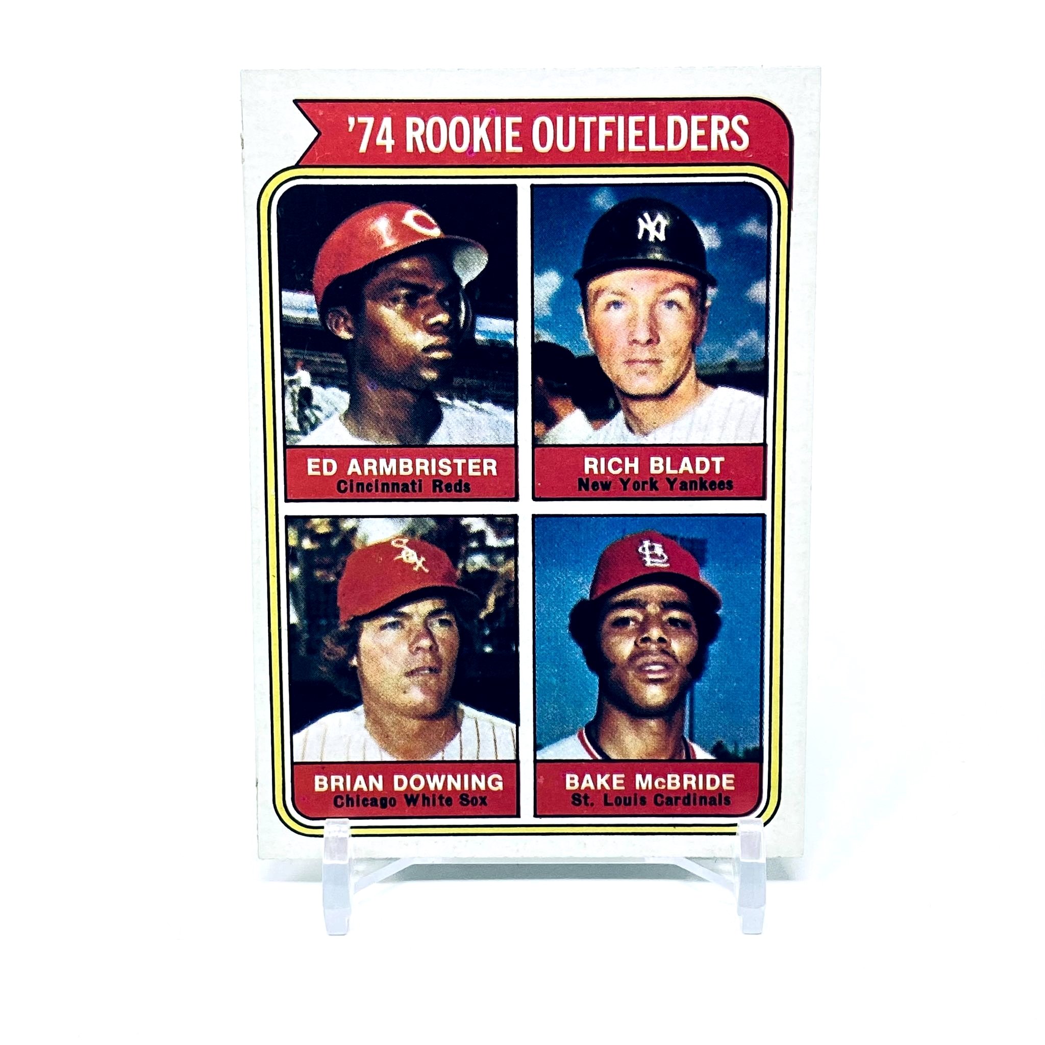 1974 Topps Downing, Armbrister, Bladt, McBride Rookie Outfielders